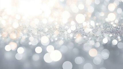 Wall Mural - Abstract blurred shiny silver bokeh background white