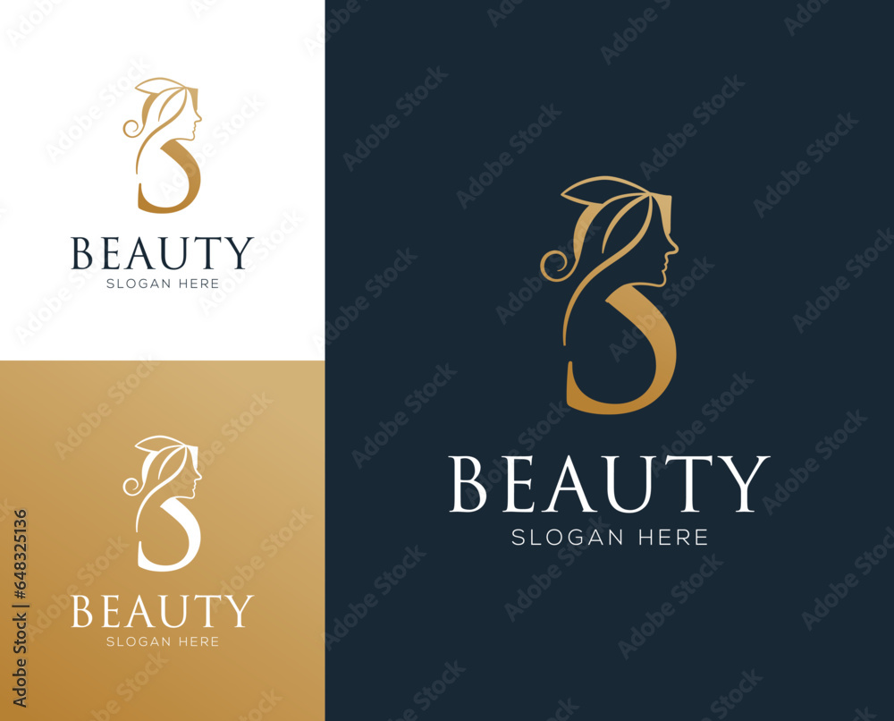 Combination letter S with woman beauty elements logo design vector ...