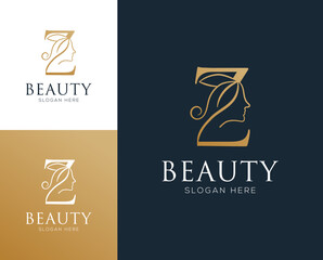 Poster - Combination letter Z with woman beauty elements logo design vector illustration