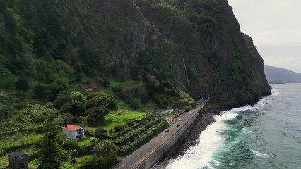 Wall Mural - Beautiful waves hitting the coast of Sao Vicente in Northern part of the island