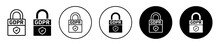 Gdpr Icon. General Data Protection Regulation By European Union Law Symbol. Online Digital Security Lock Vector. Private Database Privacy Shield Sign. 