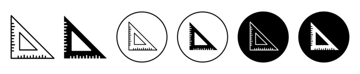 Poster - Triangle ruler icon. Triangular measurement instrument scale symbol. Drawing angle measuring protractor vector.