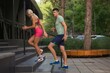 © BillionPhotos.com - Happy young couple training cardio workout in the park