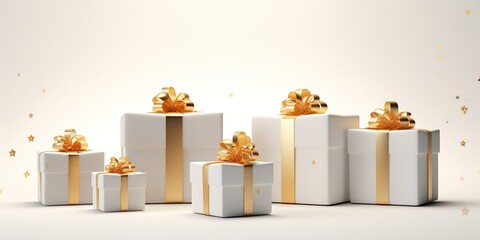 Wall Mural - White gift boxes, presents isolated 3d rendering | Generative AI