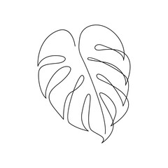 Wall Mural - Monstera continuous Line illustration