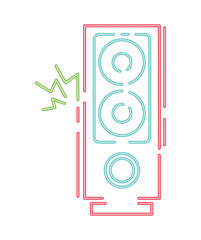 Poster - speaker music neon stereo icon