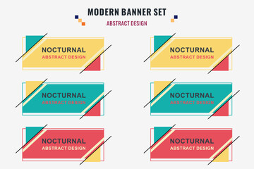 Wall Mural - Modern abstract vector banner set. Flat geometric shape with different colors and different style. Template for web or print design, ready to use.