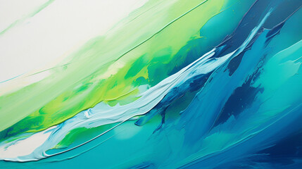 Wall Mural - a close-up of a green painting on a canvas, dynamic color paint background, generative ai