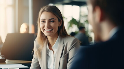 Sticker - Business woman meeting with colleagues in the office