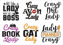 Women Bundle Vol-07, Crazy Planner Lady Svg, Crazy Dog Lady Svg, Crazy Avon Lady Svg, Crazy Cat Lady Svg, Women Day Svg, Women Quote