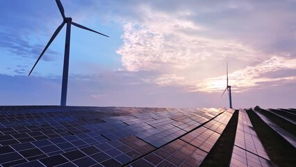 Wall Mural - Aerial photography of outdoor solar wind power scene on the mountain