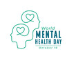 10th october world mental health day poster with line art human head