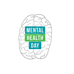 Wall Mural - world mental health day psychology poster with line art human brain