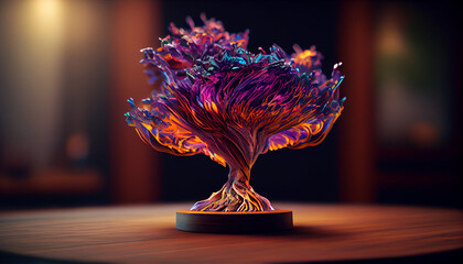 glass tree on a table