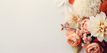 Vintage Bouquet Of Beautiful Flowers On White Background