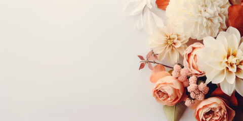 Vintage bouquet of beautiful flowers on white background