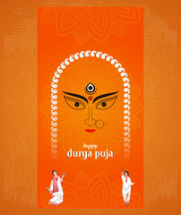 Wall Mural - Goddess Maa Durga Face in Happy Durga Puja, Dussehra, and Navratri Celebration Concept for Web Banner, Poster, Social Media Post, and Flyer Advertising, Durga Puja.Happy Durga Puja, Festival, Ad,post,