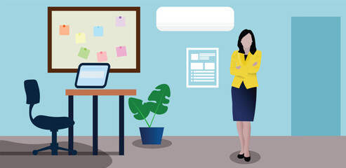 businesswoman standing in office vector 