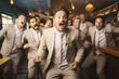 Group of young men celebrating at a party. Bachelor party