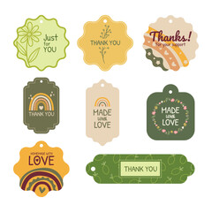 Set of thank you card label hang tag vector