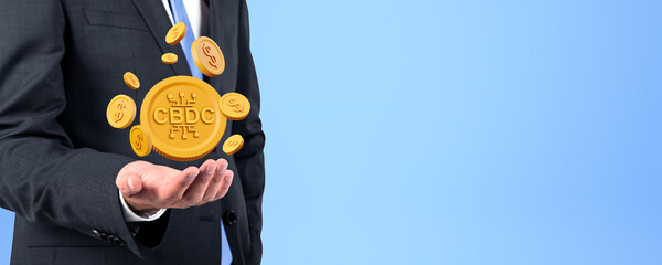 Poster - Man hand holding CBDC dollar coins