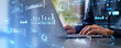© ImageFlow - Man hands typing on laptop and digital dashboard