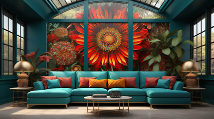 Wall Mural - Stylish Interior Design, 3D Render, 3D Illustration