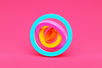 Poster - Colorful  futuristic  shape on pink   isolated background. 3D rendering