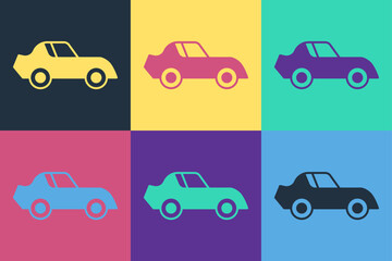 Wall Mural - Pop art Car icon isolated on color background. Vector