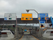 Impruneta, FI, Italy - February 19, 2023: motorway toll booth for toll payment and preferential lane for Telepass