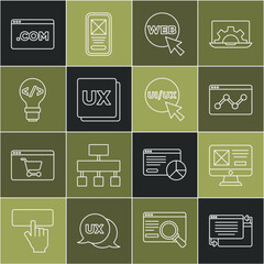 Poster - Set line UI or UX design, Website statistic, and graphic, Front end development, and icon. Vector