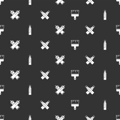 Poster - Set Paint brush, Marker pen, spray can and on seamless pattern. Vector