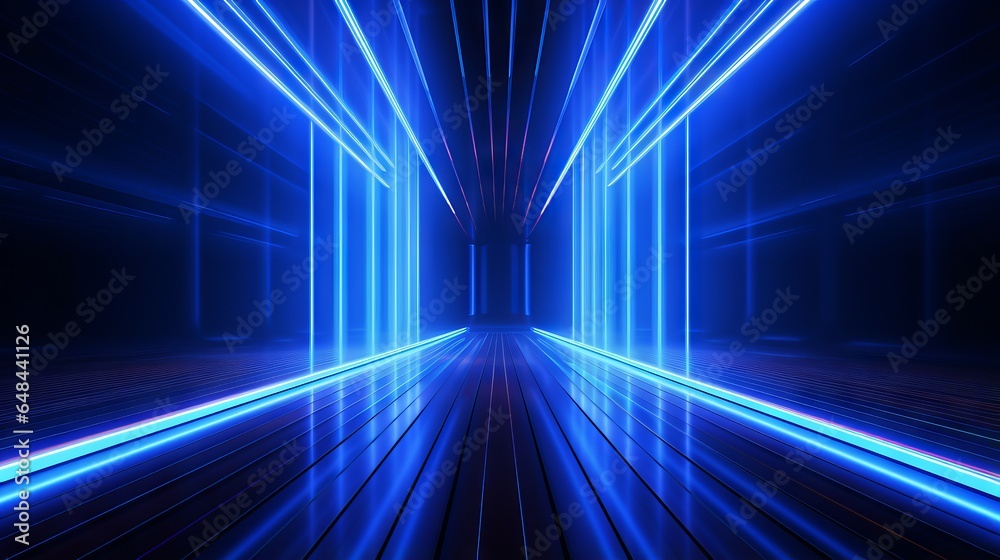 Neon Blue Lines in a 3D Room: How to Create an Abstract Background with ...