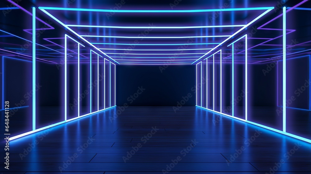 Neon Blue Lines in a 3D Room: How to Create an Abstract Background with ...