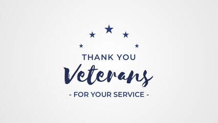 Thank You Veterans for Your Service greeting card. Isolated on a white background.