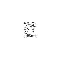 Sticker - Any time working service or support icon. 24 7 365 clock service icon