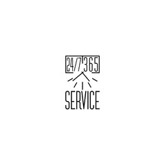 Sticker - Any time working service or support icon. 24 7 365 clock service icon