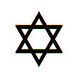 Shield Magen David Star. Symbol of Israel. Black Icon with vertical effect of color edge aberration at white background. Illustration.