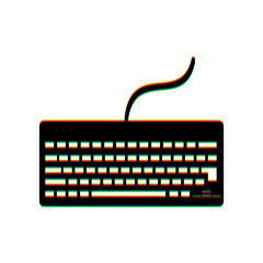 Poster - Keyboard simple sign. Black Icon with vertical effect of color edge aberration at white background. Illustration.
