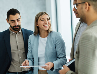 Wall Mural - young business people meeting office portrait woman businesswoman teamwork group success corporate colleague partnership together startup creative start up smart intelligent african american