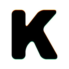Poster - Letter K sign design template element. Black Icon with vertical effect of color edge aberration at white background. Illustration.