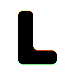 Poster - Letter L sign design template element. Black Icon with vertical effect of color edge aberration at white background. Illustration.