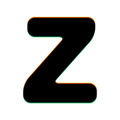 Poster - Letter Z sign design template element. Black Icon with vertical effect of color edge aberration at white background. Illustration.