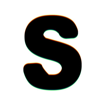 Letter S sign design template element. Black Icon with vertical effect of color edge aberration at white background. Illustration.