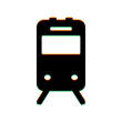 Train sign. Black Icon with vertical effect of color edge aberration at white background. Illustration.