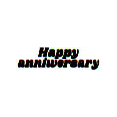 Fototapete - Happy birthday slogan. Black Icon with vertical effect of color edge aberration at white background. Illustration.