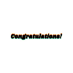 Fototapete - Congratulations slogan. Black Icon with vertical effect of color edge aberration at white background. Illustration.