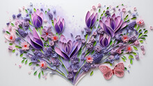 Lilac Flowers With Tulips With Two Hearts