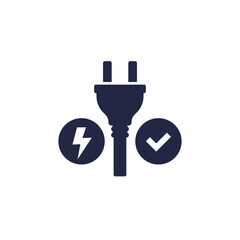 Wall Mural - electricity icon with electric plug, vector pictogram