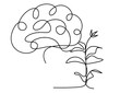 Abstract sprout with brain as line drawing on the white background. Vector